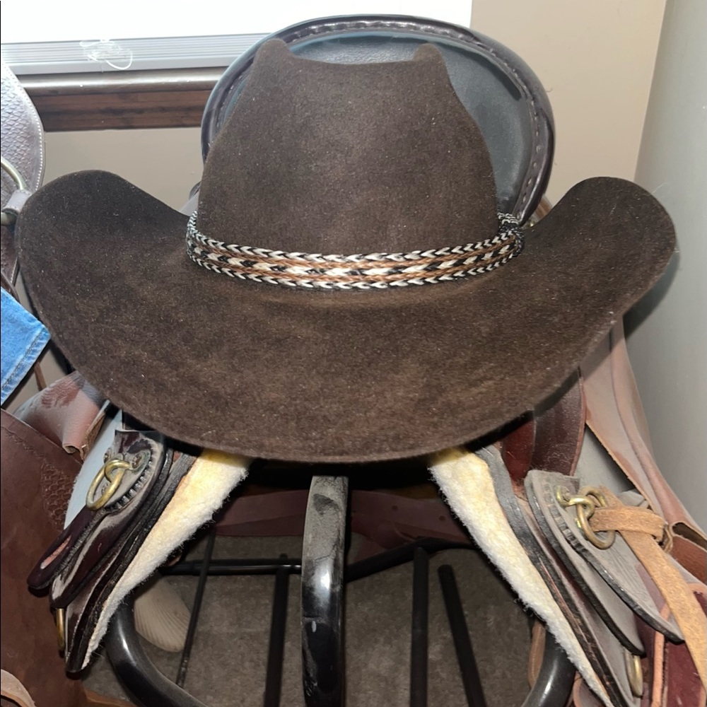 Stetson 6x Beaver hat. Hand made horse hair band.